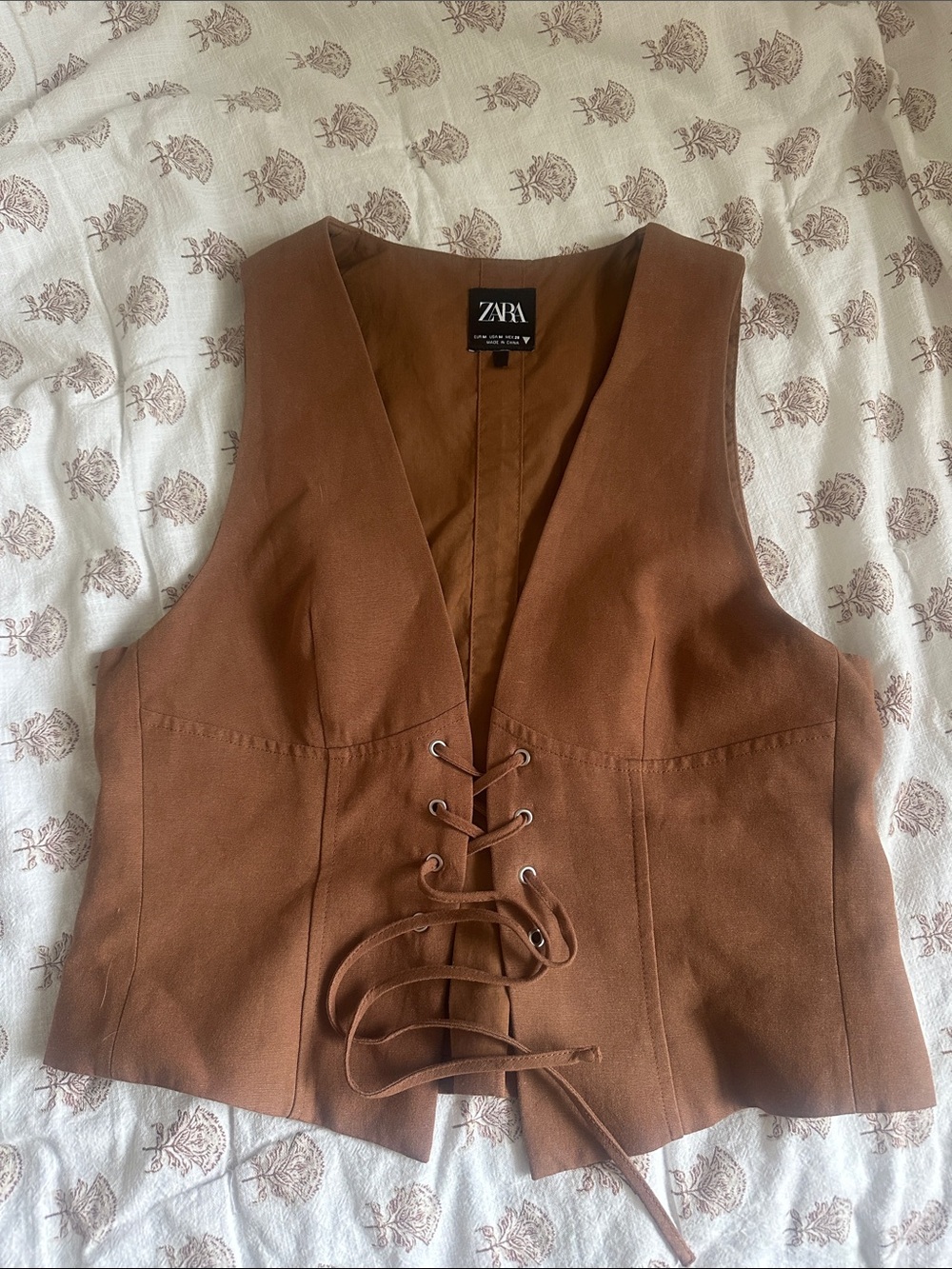 Zara Chestnut Lace-Up Vest